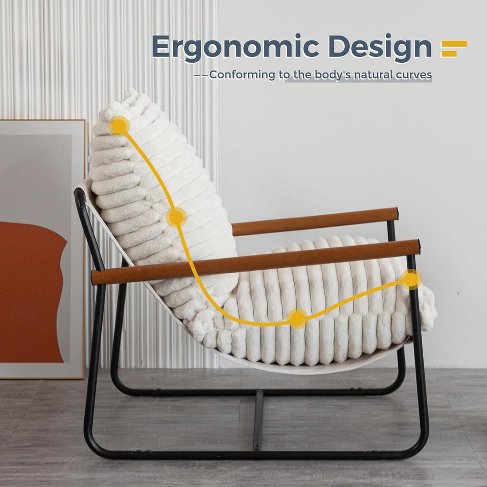 MAXYOYO Accent Chair, Sherpa Arm Chair for Living Room, Mid Century Modern Ac...