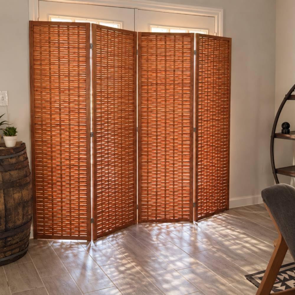 JOSTYLE Bamboo Room Divider, 4-Panel Folding Privacy Screen, 6ft Tall