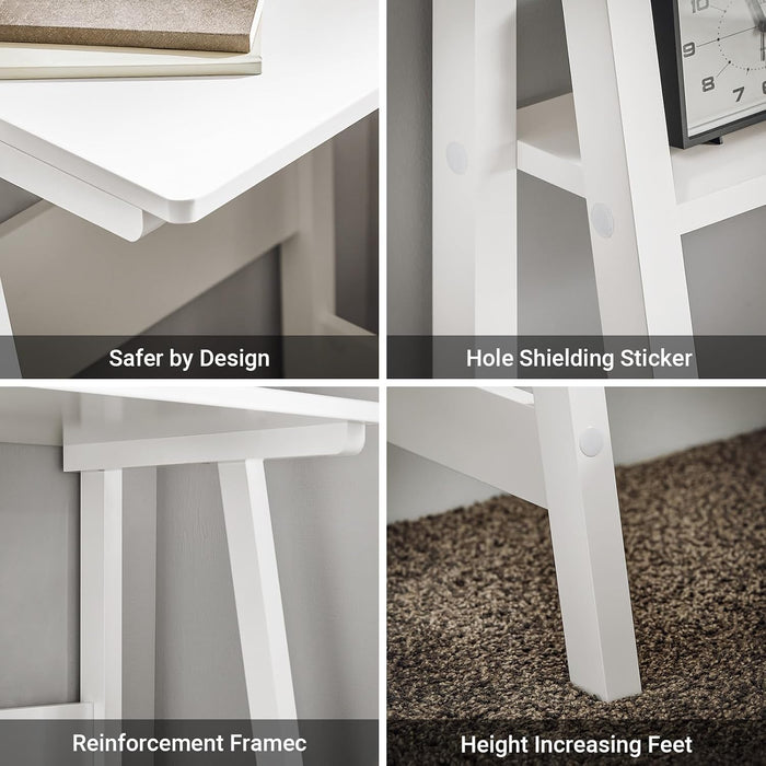 Haotian Ladder Desk with Shelves, Wall Desk for Small Space, Secretary Desk Workstation Dresser Shelf Freestanding Bookshelf, White FRG60-W | Freestanding Bookcase Desk for Storage & Study in Small Space, FRG60-W