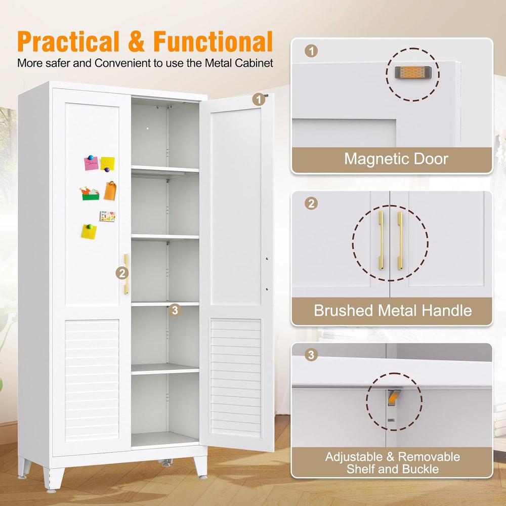 61''Kitchen Pantry cabinet ,Adjustable Storage Cabinet with 2 Doors a...