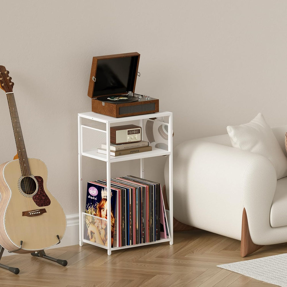 Aduanbang 3 Tier End Table,Record Player Stand with Storage Up to 100 Albums,...
