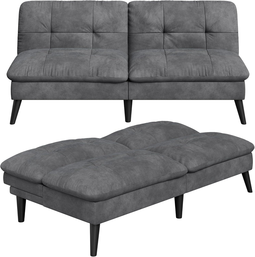 Vongrasig Futon Sofa Bed Velvet Futon Couch with Adjustable Backrest, Small C...