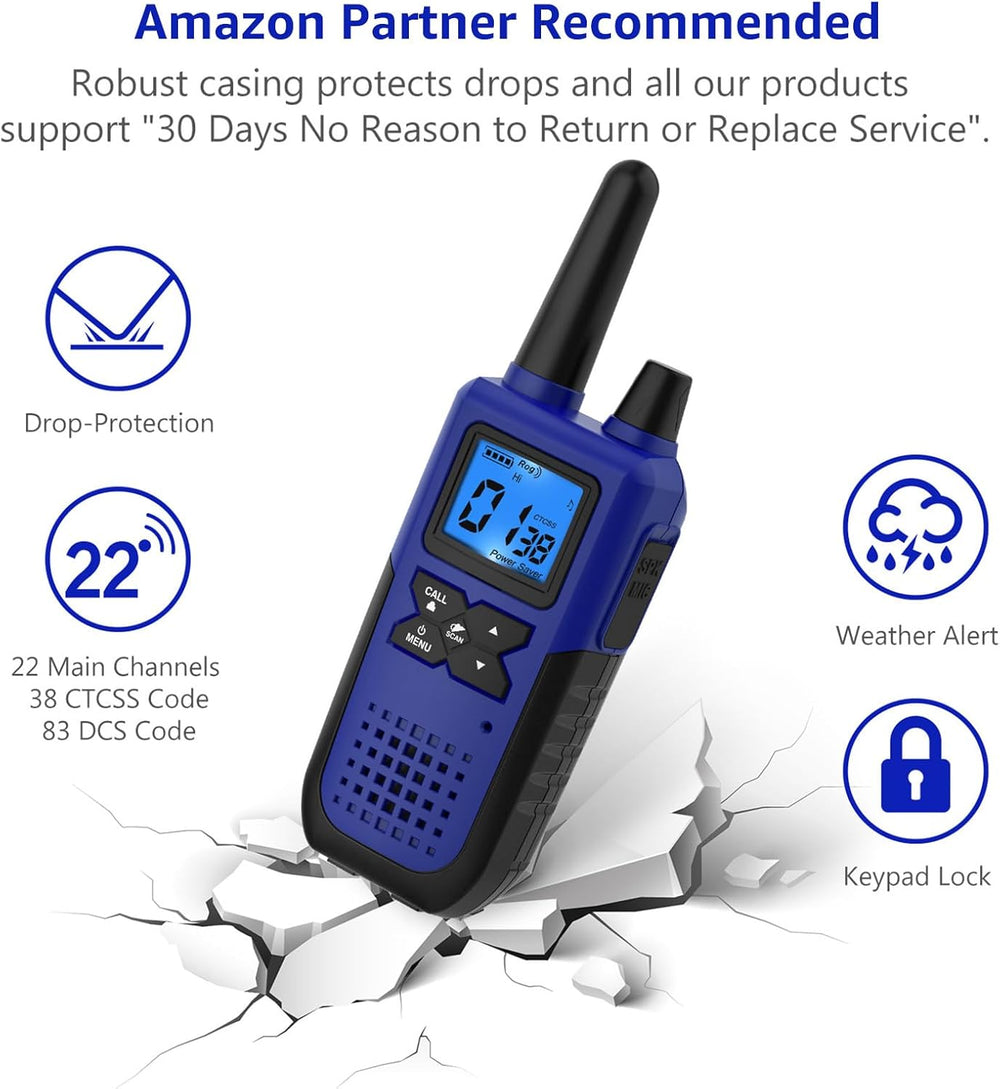 Topsung Walkie Talkies Long Range FRS IVOX NOAA 1800mAh LiPo HD Loud Sound