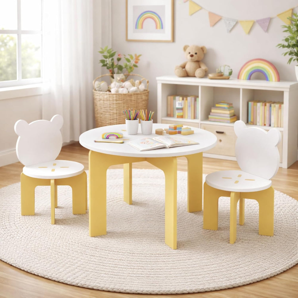 3-Piece Table & Chair Set, Cute Bear-Back Chairs | Ages 3-8 Boys & Gi...