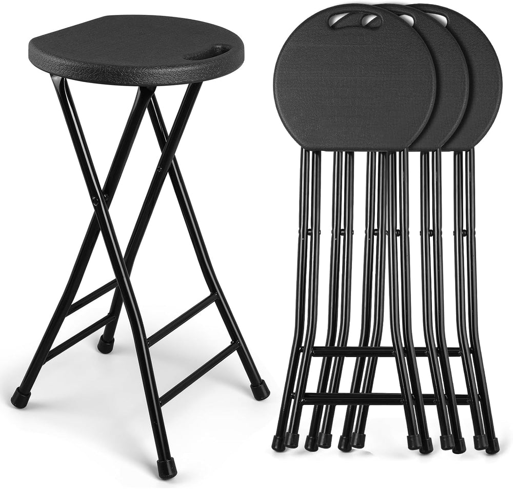 Folding Stools Black 24 inch Foldable Bar Stool Pack of 4