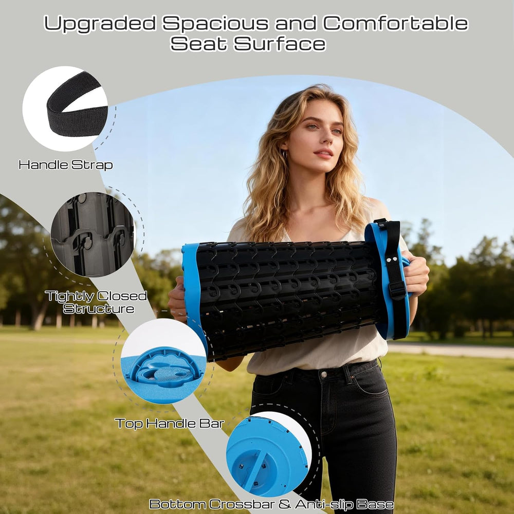 Portable Telescoping Stool with Cushion, Adjustable Folding Seat for Adults