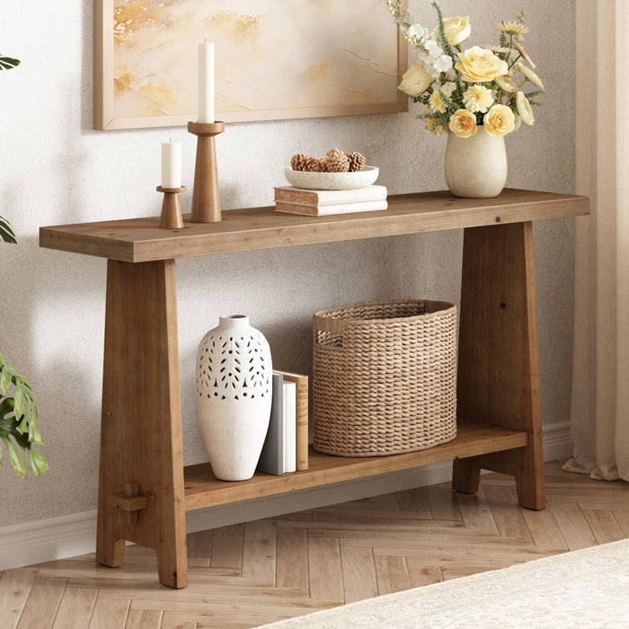 HOKYHOKY 55.1" Long Wood Console Table for Entryway, Farmhouse Sofa Table