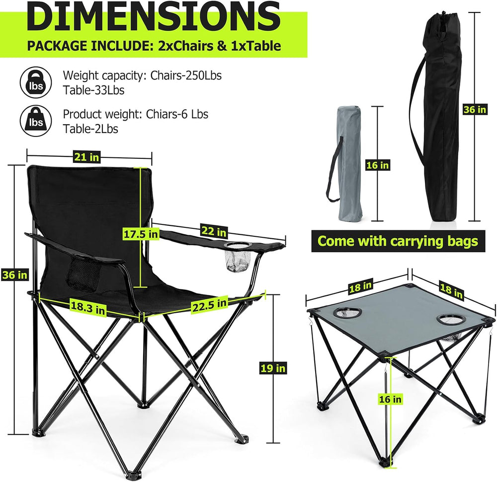 Joyfair Camping Lawn Chairs & Table Set, Large Beach Chairs for Outside |...