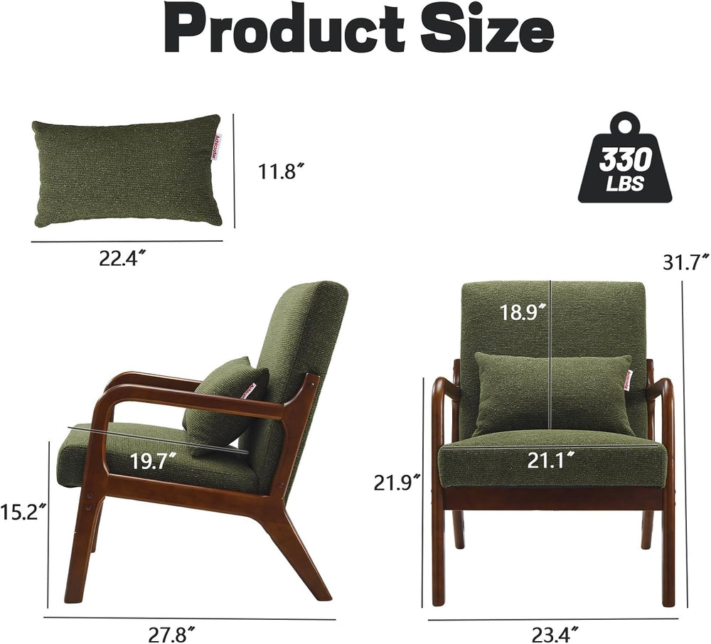 Achicsofar Accent Chair Mid Century Modern Armchair with Lumbar Support Pillo...
