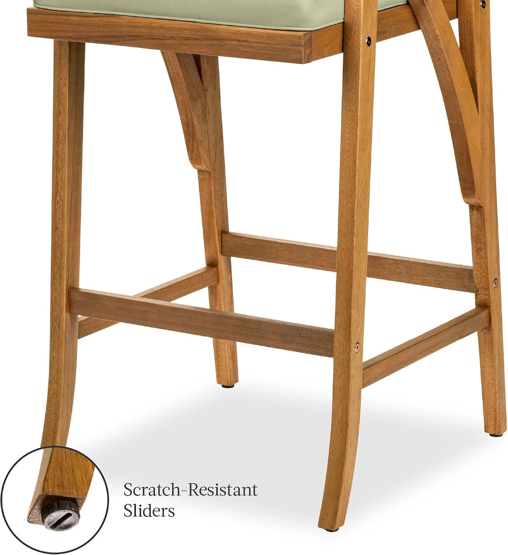 Best Choice Products Set of 2 Outdoor Acacia Wood Bar Stools Bar Chairs for P...