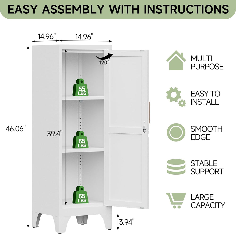 46" Tall Metal Pantry Cabinet, Kitchen Pantry Storage Cabinets with 1 Do...