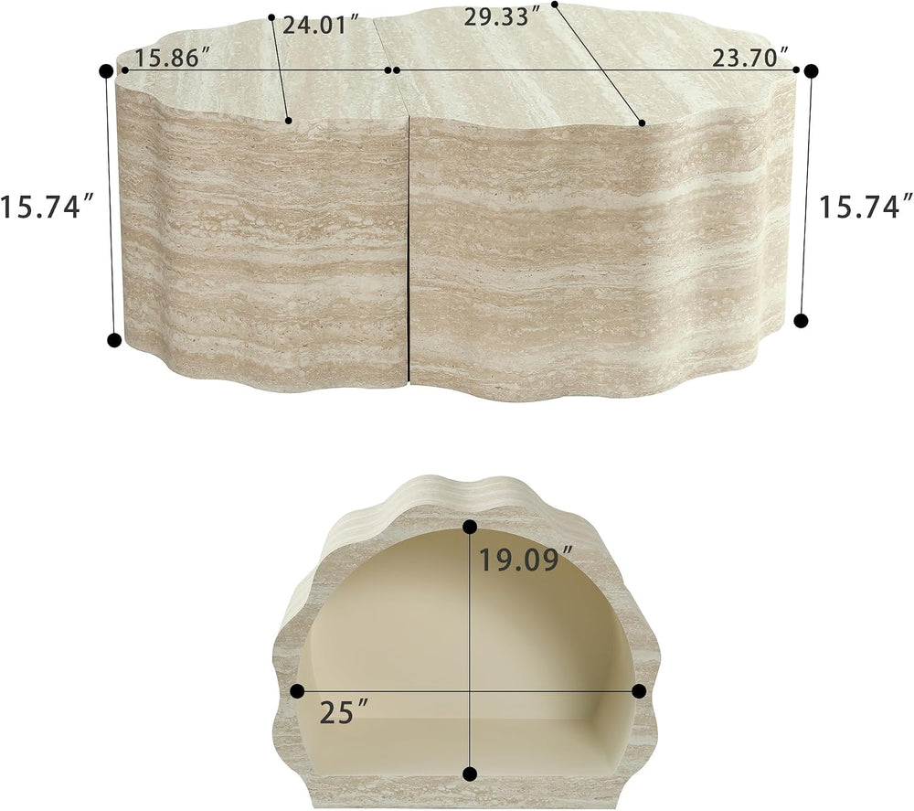 Round Nesting Coffee Table Set of 2, Wood Nesting Side End Tables | Pre-assem...