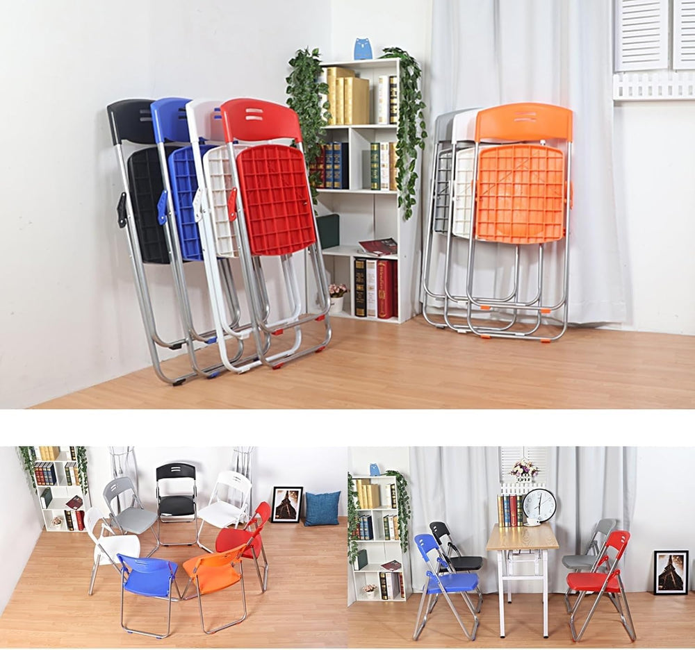6 Pack Plastic Folding Chairs, Indoor Outdoor Portable Stackable Commercial S...