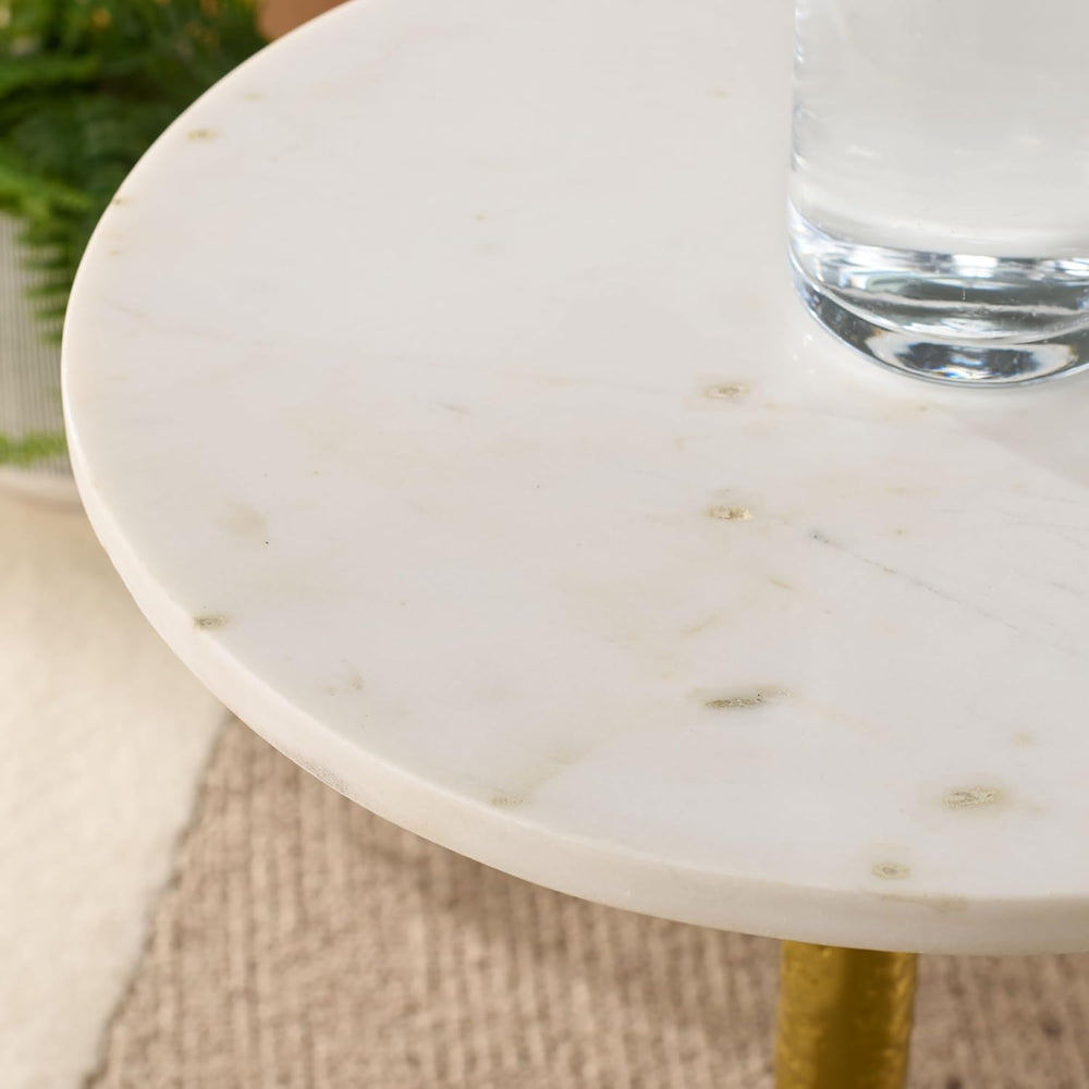 SAFAVIEH Home Collection - Avanni Accent Side Table, Ivory Round Top & Go...