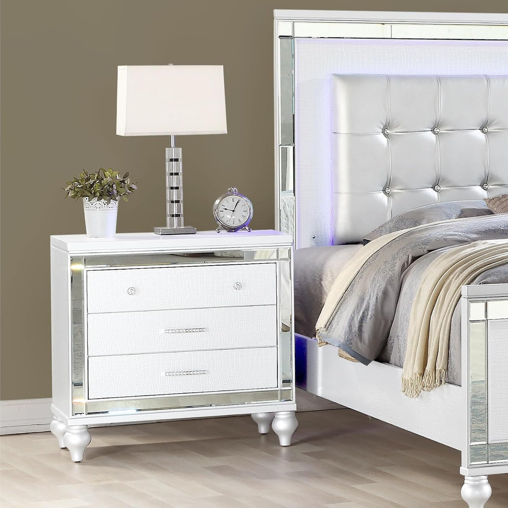 Modern Style Mirror Framed Nightstand,for Small Spaces