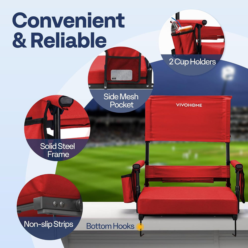 VIVOHOME Adjustable High Back Stadium Seats with Back Support and Cushion