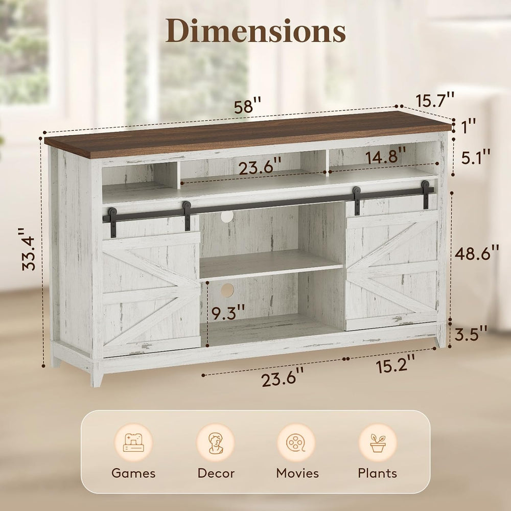 Lifewit Farmhouse TV Stand for up to 65" TV, Entertainment Center with A...