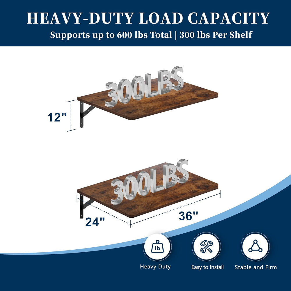 Dogsky 2-Pack Large Wall Mounted Shelf 3x2Ft (36x24In) - 600lbs Capacity