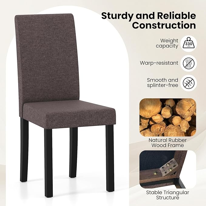 Giantex Upholstered Dining Chair Set of 2, Mid Century Modern Fabric Kitchen ...