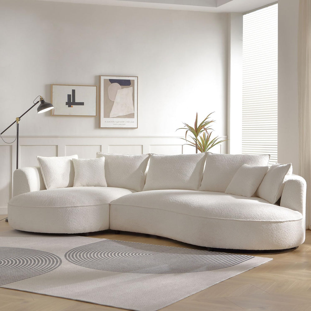 WILLIAMSPACE 124.8" Boucle Curved Sofa Couch, Modern Upholstery Cloud So...