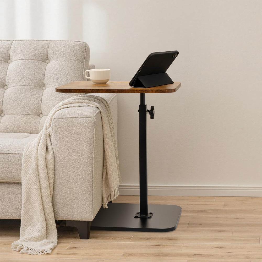 ZEAPTAC C-Shaped Side Table, 360° Swivel Height Adjustable, Lightweight Porta...
