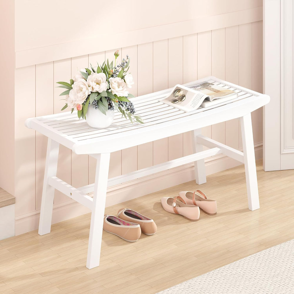 Bamboo Dining Bench Indoor Long Bench Sturdy & Comfortable Indoor Storage...