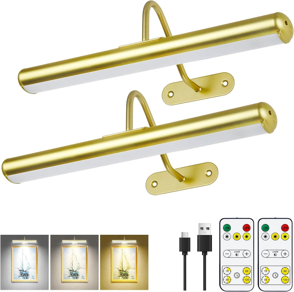 2Pack-Picture Light for Wall Artwork Rechargeable 5000mAh Painting Light with...