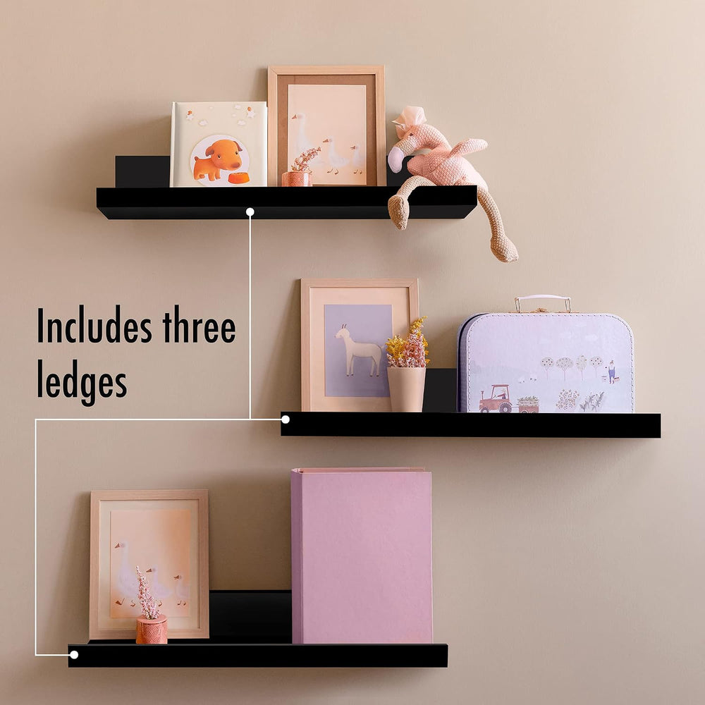 Americanflat 14" Floating Shelves for Wall - Set of 3 - Made of Engineer...