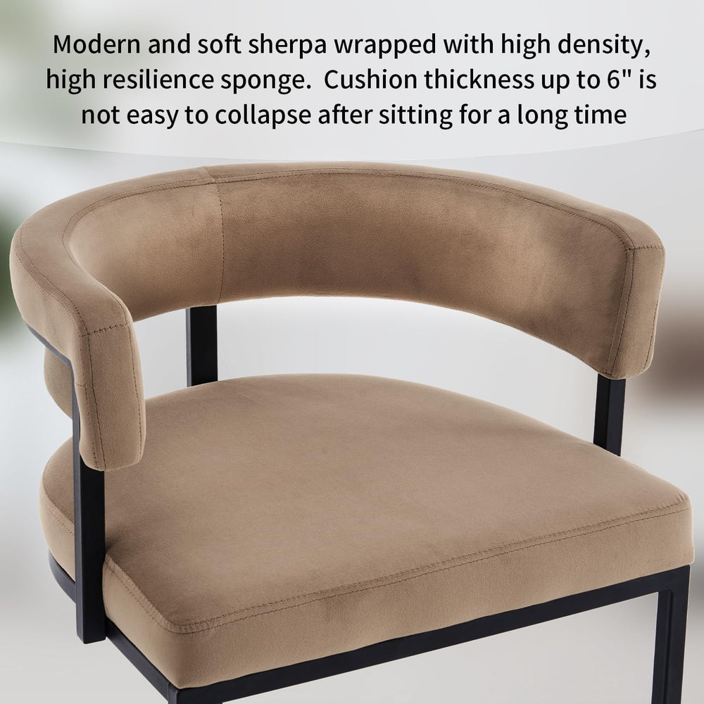 Modern Barrel Bar Stools Set of 2, 26" Counter Height Stools, Velvet Cou...