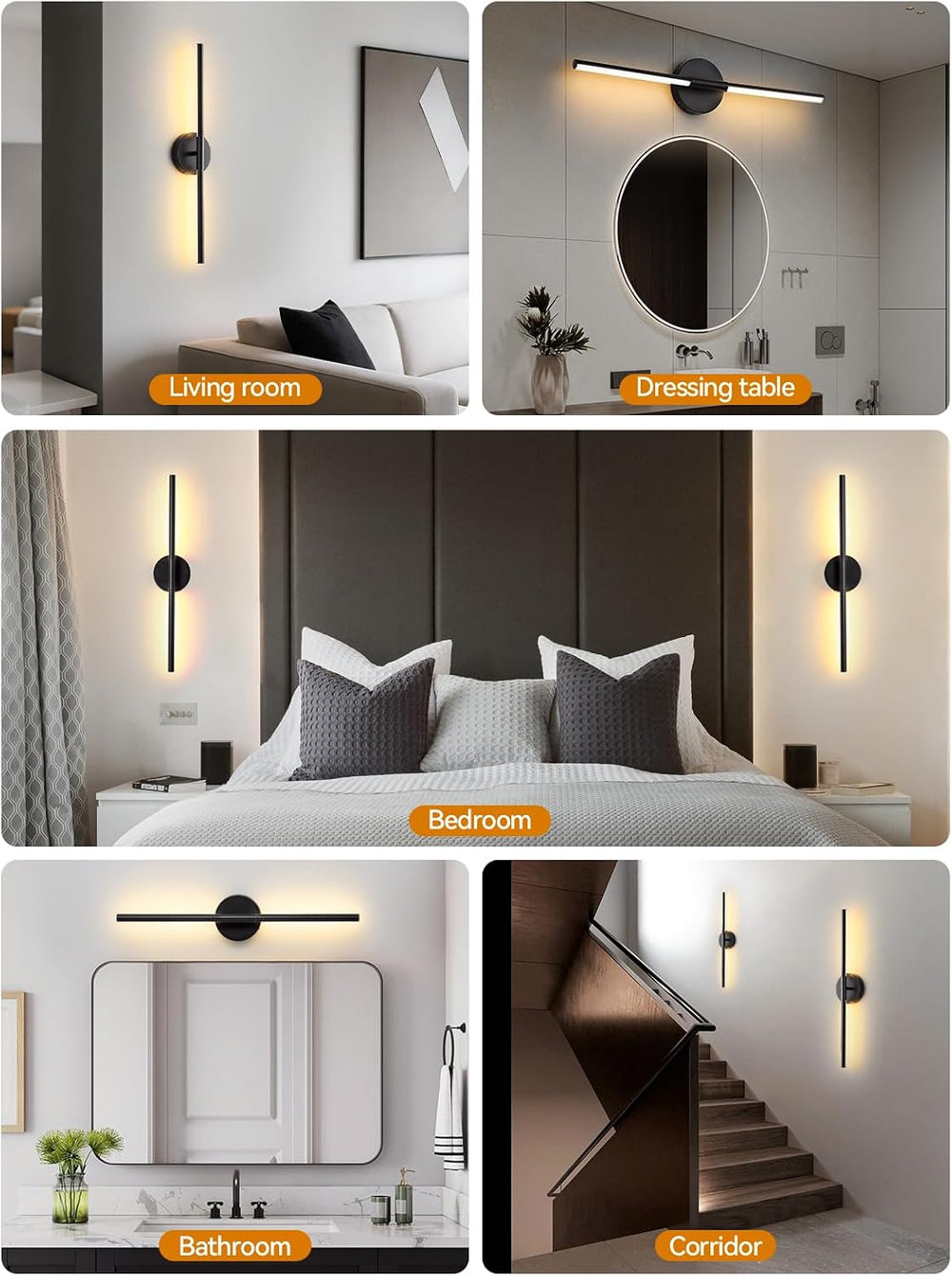 Battery Operated Wall Sconces Set of 2, Remote & Touch Control