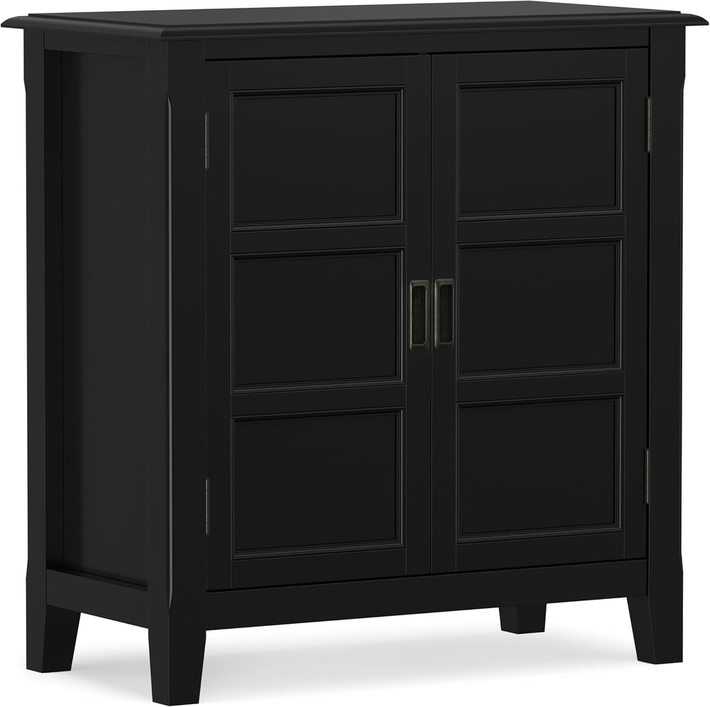 SIMPLIHOME Burlington 30" Wide Solid Wood Cabinet in Black
