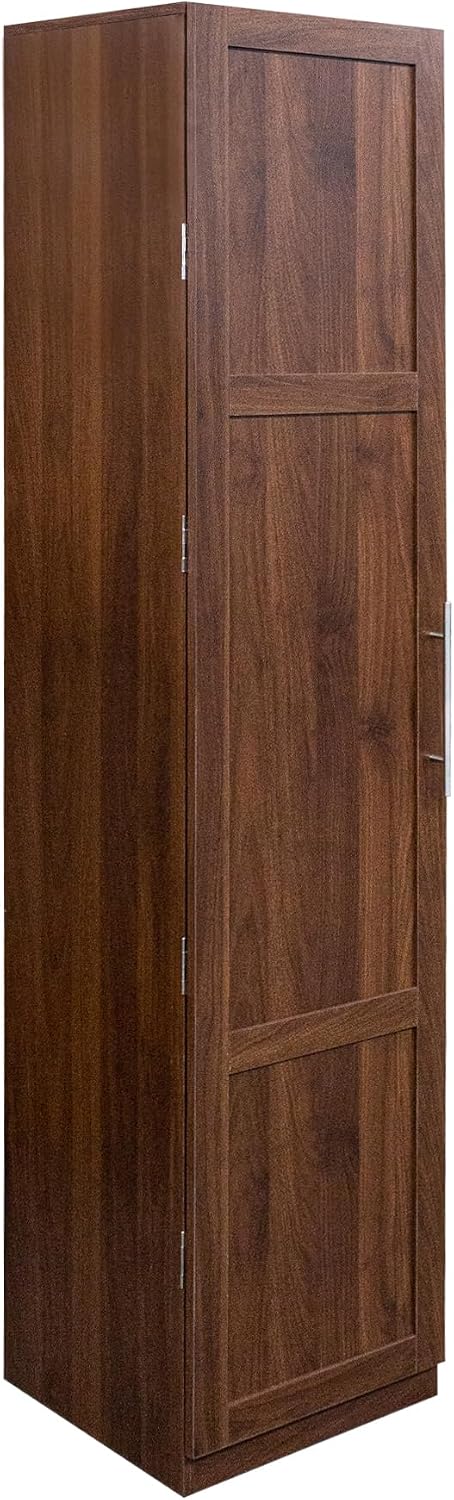 Walnut Freestanding Kitchen Pantry Cabinet with Doors & Shelves, Sideboar...