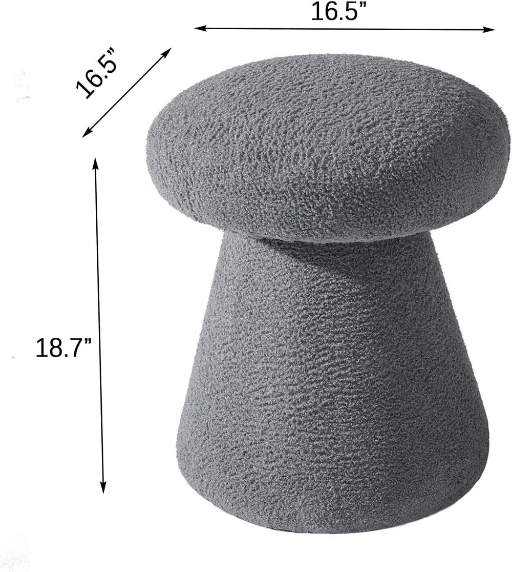 Joveco Ottoman Foot Rest,Mushroom Foot Stool,Upholstered Teddy Velvet Vanity ...
