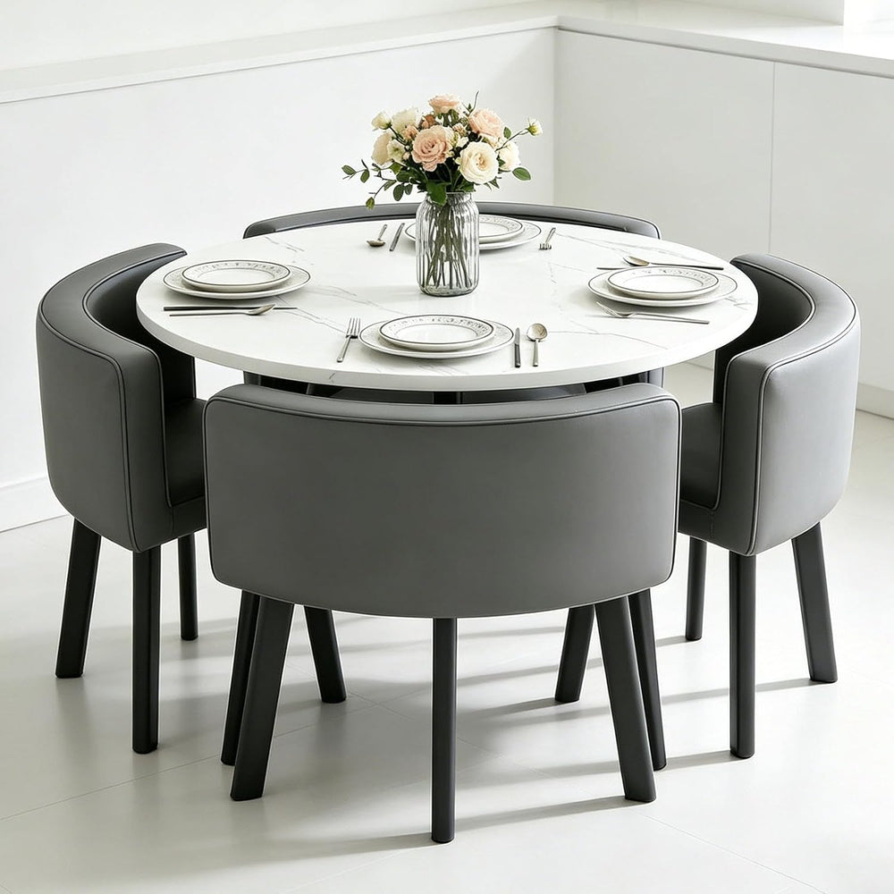 Round Dining Table Set for 4, Office Modern Restauran Office Conference Table...