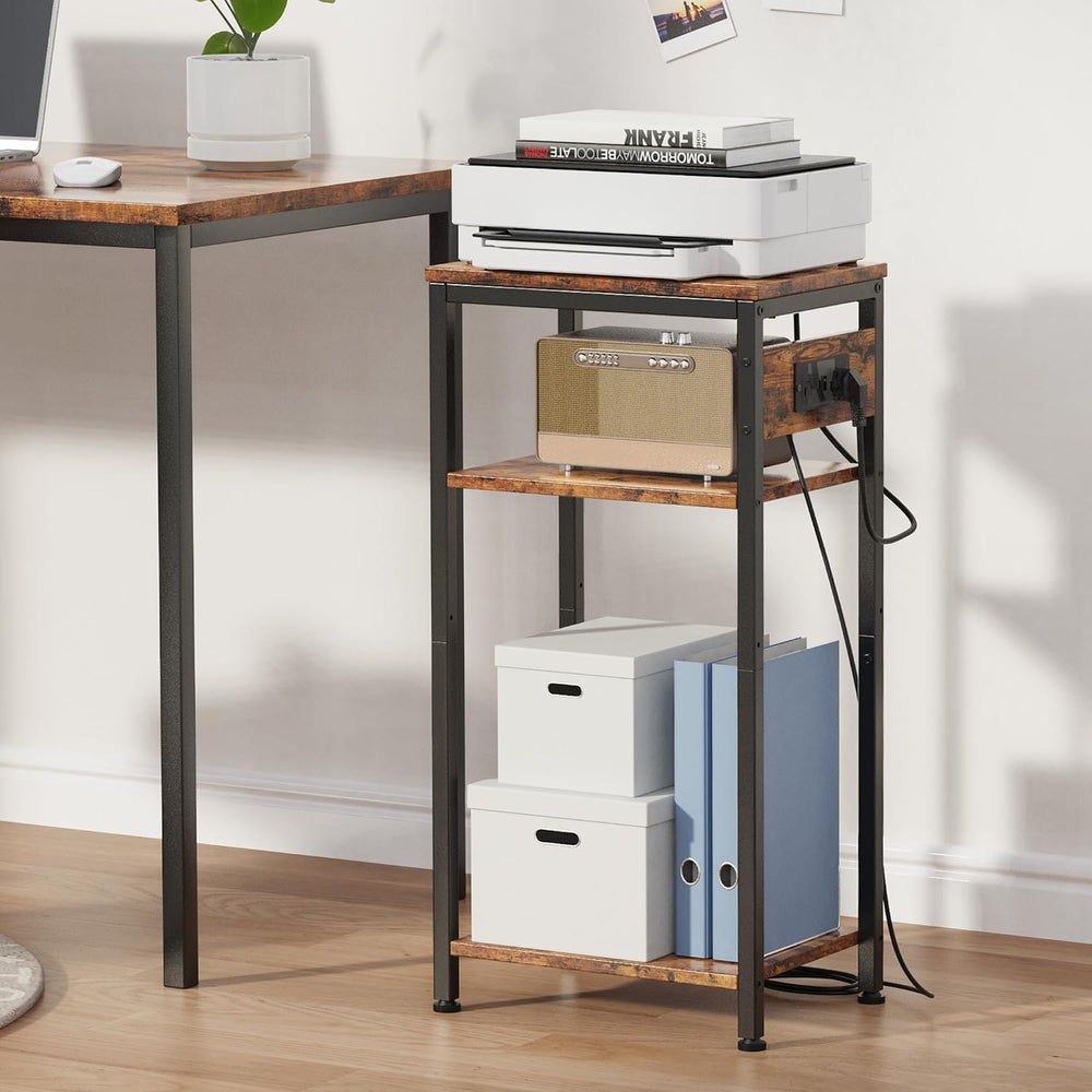 Side Table with Charging Station, Nightstand with USB Ports and Outlets, Tall...