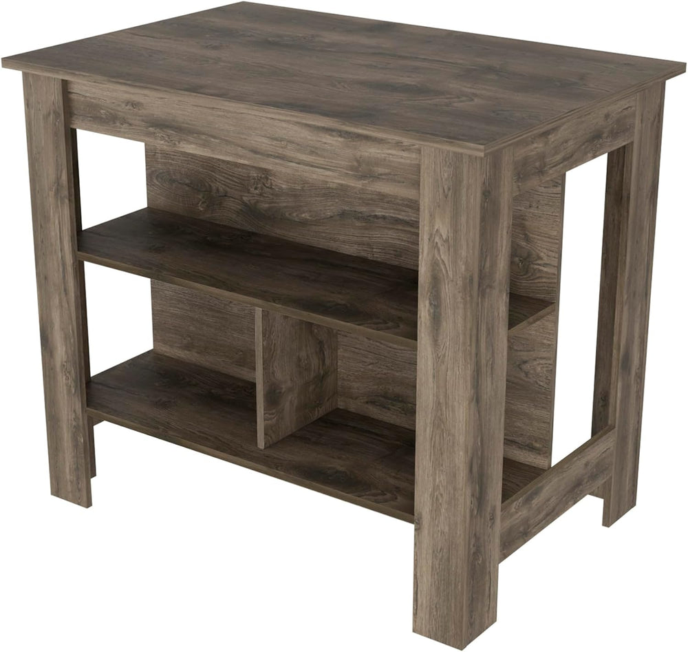 Kitchen Island with Three Shelves Dark Brown Finish | Three storage shelves w...