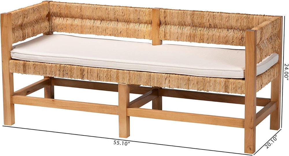 Bali & pari Ismael Accent Bench - Handwoven Seagrass Accent Seating with ...