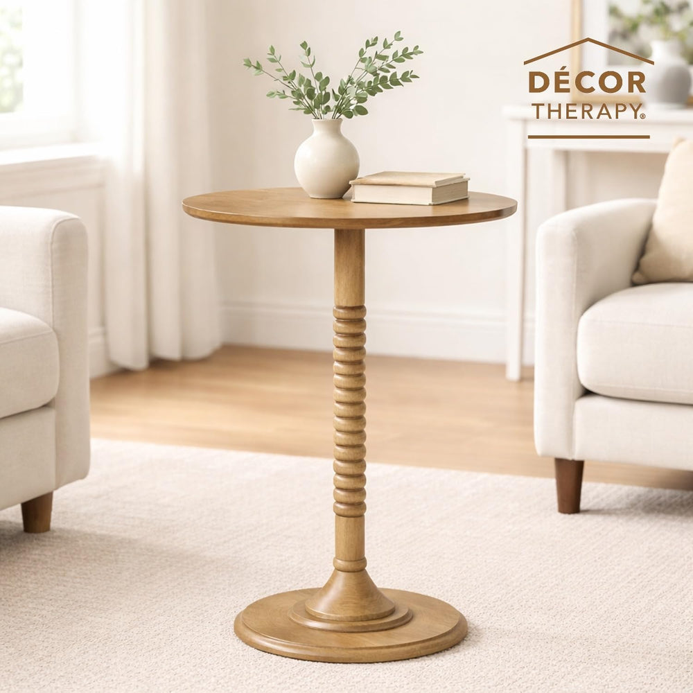 Decor Therapy Crewe Round Contemporary Side Table, Pedestal Base, High Top Co...