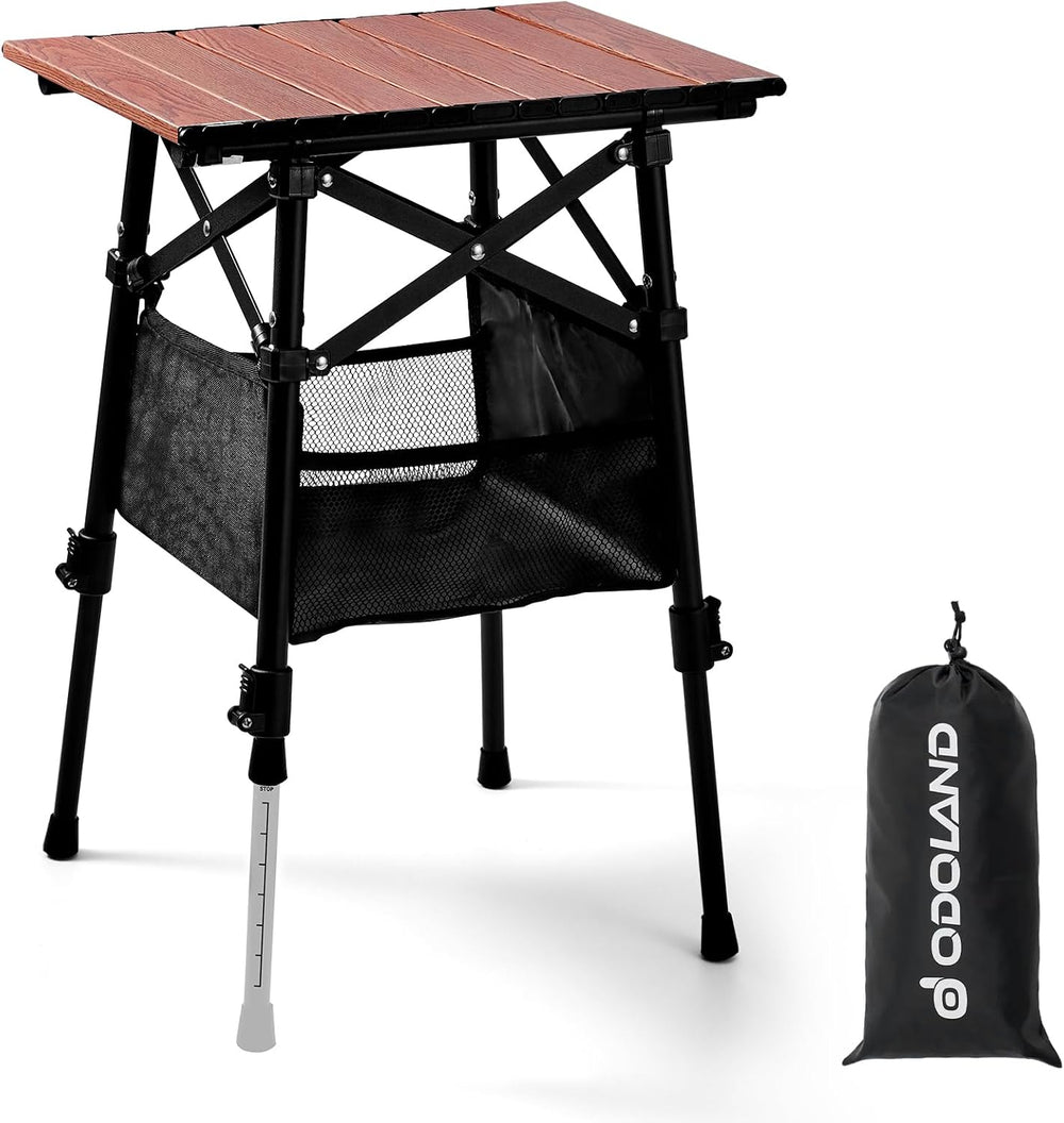 Odoland Portable Camping Table, Folding for Beach Outdoor Adjustable Height