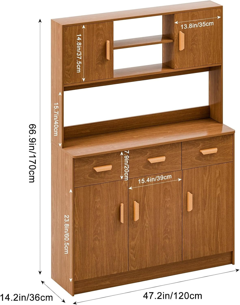 Talent Star Pantry Cabinets for Kitchen Storage, Freestanding Hutch Cabinet w...