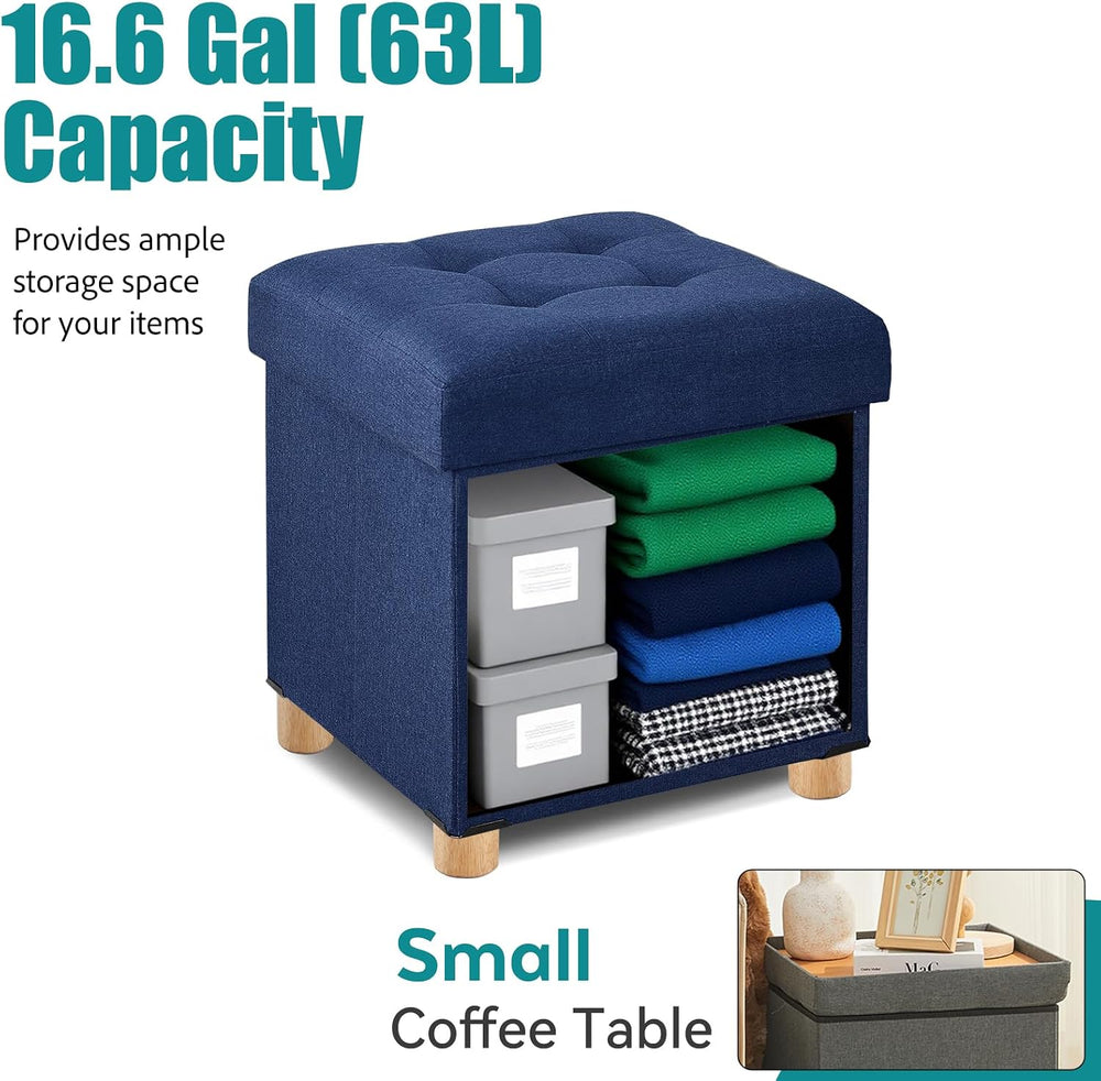 BRIAN & DANY Ottoman with Storage, Square Storage Ottoman for Dorm, Linen...