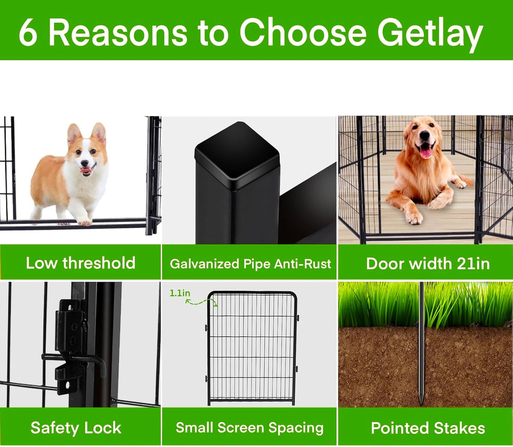 Getlay Garden Fencing 48in High, 12 Panels Total 26.6Ft(L) Dog Fence Outdoor ...