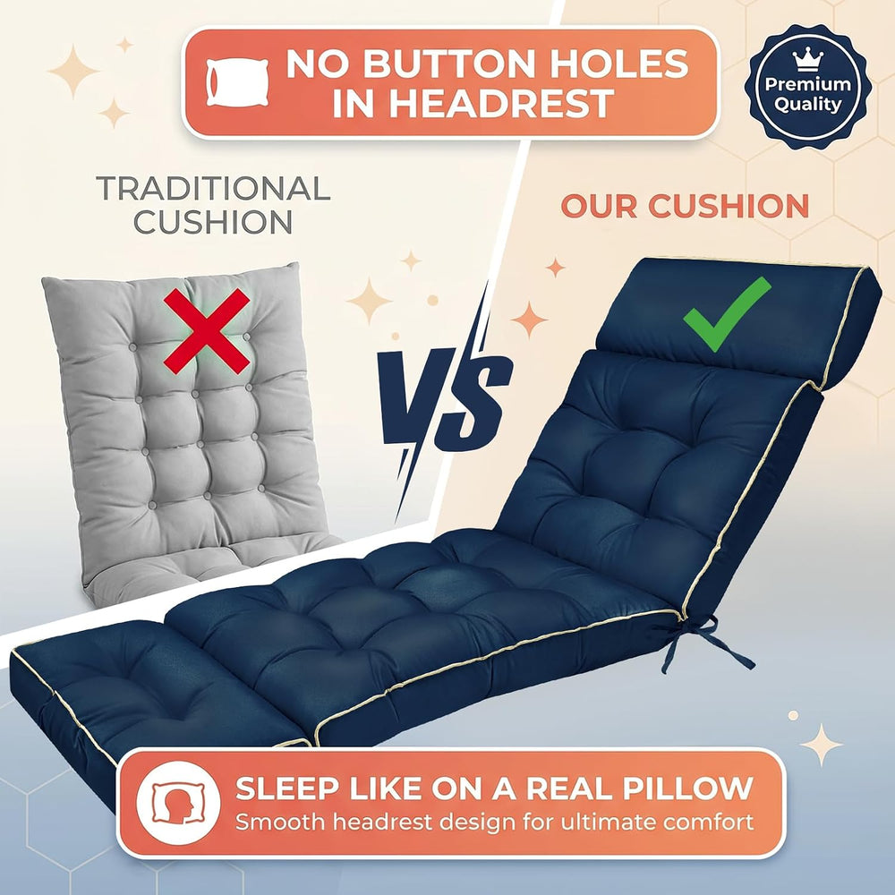MAGIC ELEPHANT Chaise Lounge Cushion Outdoor, Memory Foam Replacement Patio P...