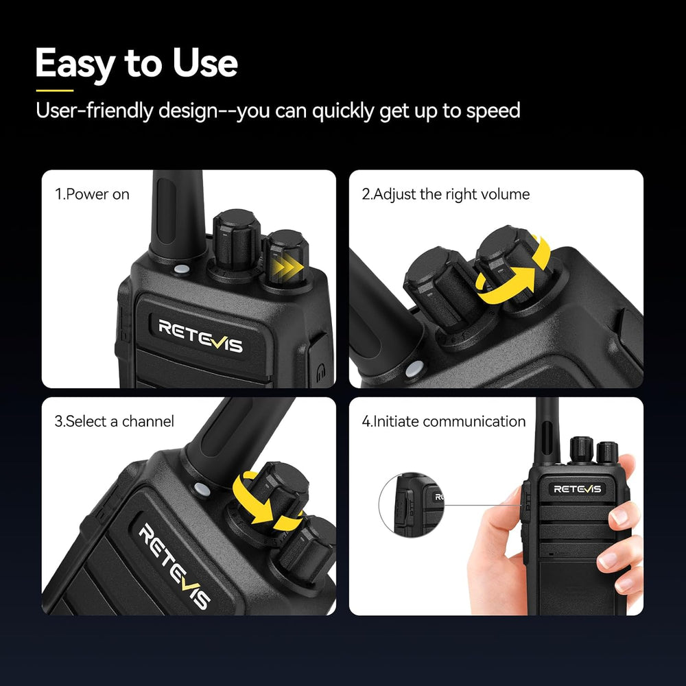 Retevis RT21 2 Way Radio Long Range, IP54 Walkie Talkies for Adults(6 Pack)
