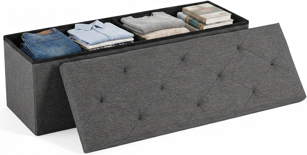 DUMOS 43 Inch Folding Storage Ottoman Bench, Upholstered Ottoman with Storage...
