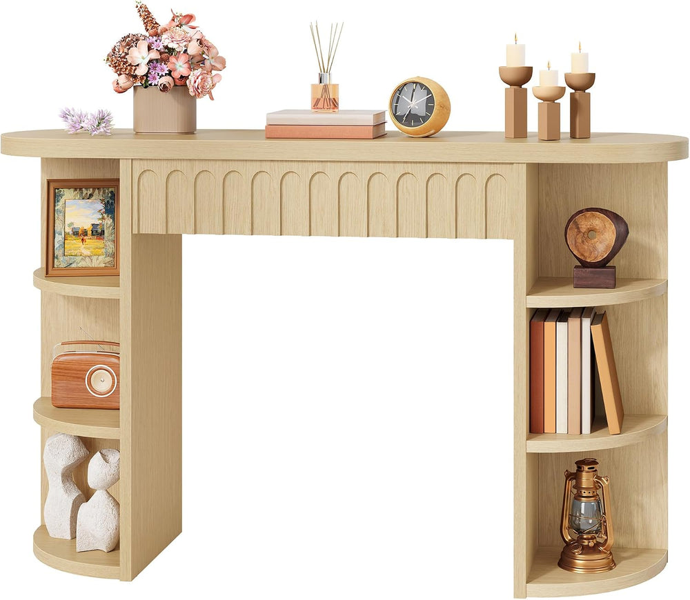 Hoctieon Fluted Console Table with Storage, Entryway Table with Side Storage ...