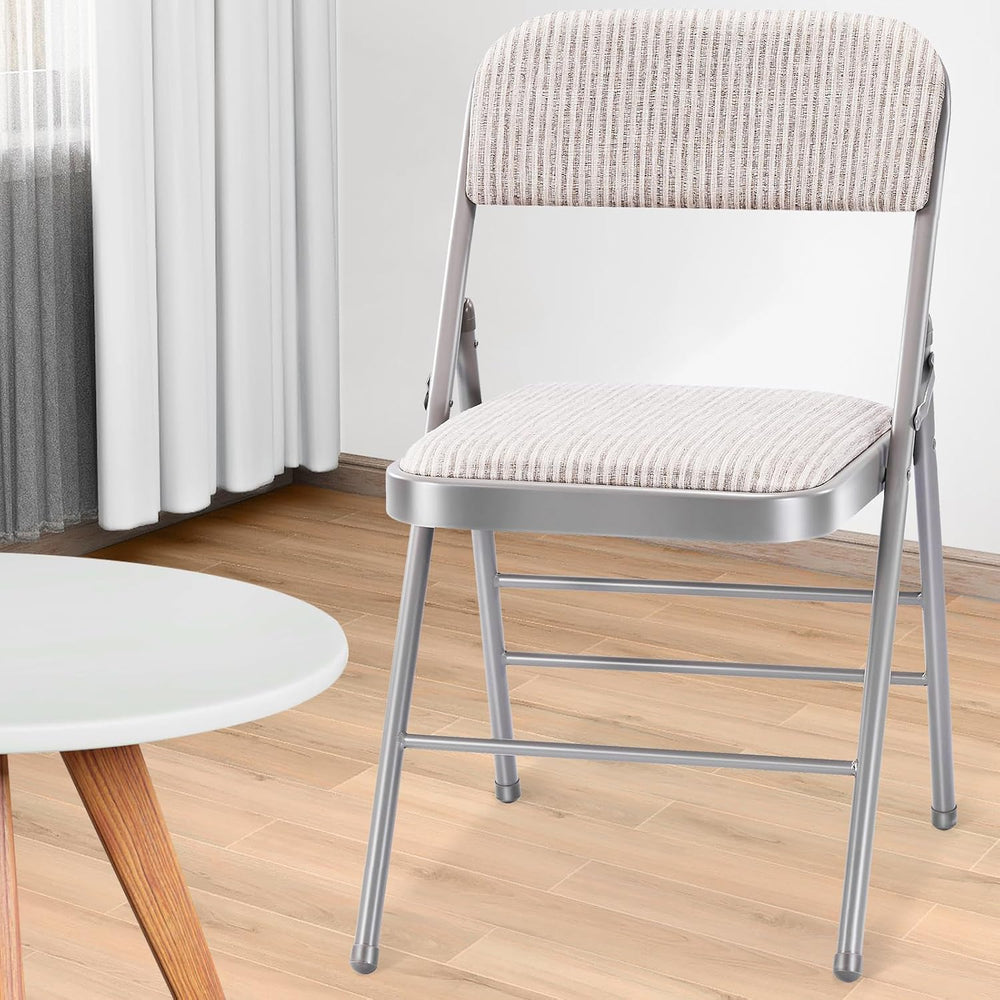 4 Pack Folding Chairs with PU Padded Cushion and Back, Commercial Grade Metal...