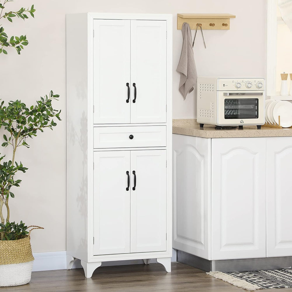 67" Tall Kitchen Pantry Cabinet, 4-Door Storage with Drawer & Adjust...