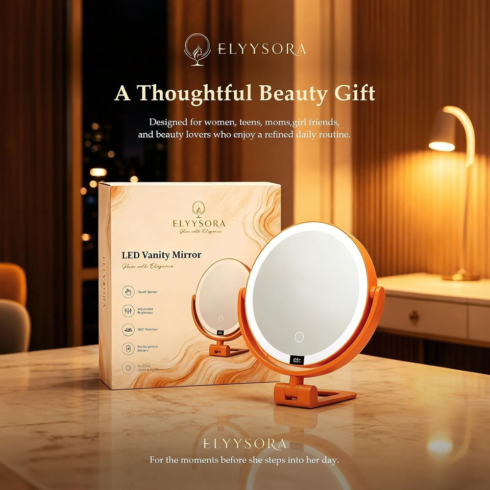 1X/30X Makeup Mirror with Lights, Magnifying Mirror (Orange)