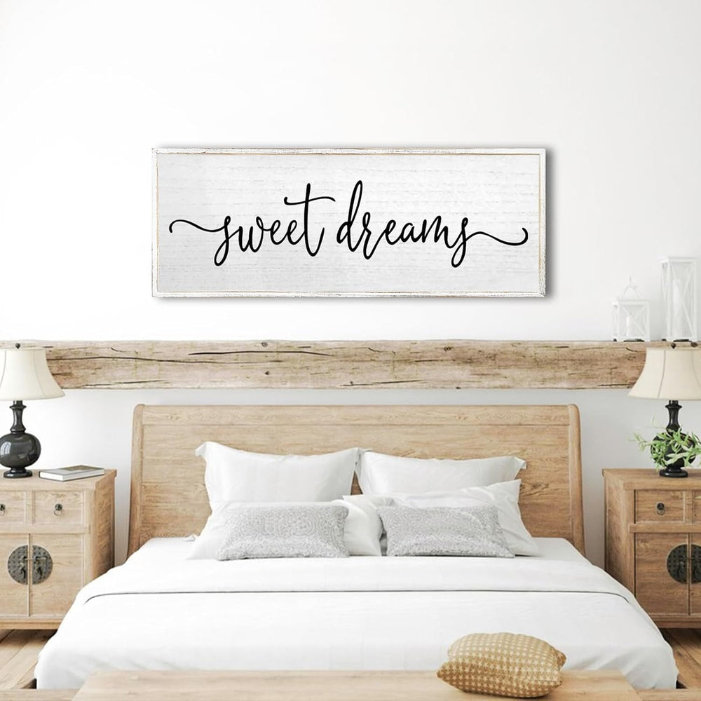 TQianJiang Sweet Dreams Wall Decor Above Bed Sign, White, 40''×15'...